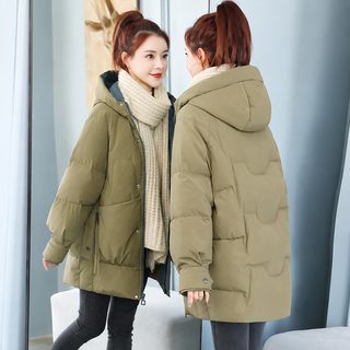 여성 겨울 후드 루즈핏 두꺼운 솜패딩 지퍼 캐주얼 보온 외투