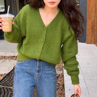 부드러운 찹쌀 부드러운 바람 겉감 니트 카디건 외투 외투 여성복 가을 겨