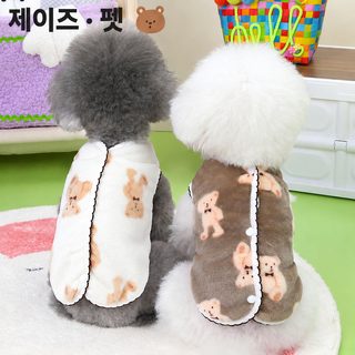 강아지 겨울 보온 플리스 조끼 월아곰 테디 포메라니안 반려견 옷