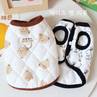 강아지 고양이 겨울 패딩 조끼 반려동물 보온 의류 테디베어 비숑 산책용