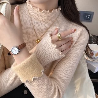 가을 겨울 기모 스웨터 여성 가후 내복 반목폴라 일체 기모 베이스 셔츠 커