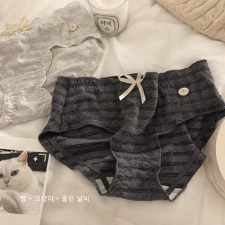 젖후후 전면~ 중허리 리본 여자 팬티 통기 순면 소녀 스킨케어 학생 삼각팬