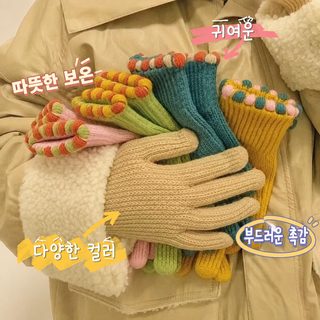 인스타 감성 탕더우 컬러 니트 손가락 분리형 장갑 여성 겨울 보온 방풍 자
