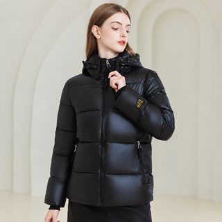 대외무역 흑금면옷 단형 2026년 겨울 신상 남녀 동형 두꺼운 항동면복 녀외투 도매