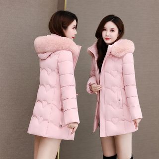 패딩 패딩 패션녀 중장형 2025년 신상 두께 보온 한국판 슬림핏 날씬해 보이는 큰 털넥 외투