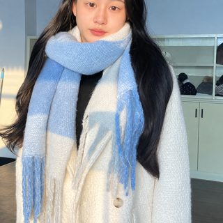 신형 미라드 도파민 체크 스카프 여성 북유럽 가을 겨울 부드러운 찹쌀 보