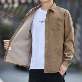 남성 코듀로이 기모 두꺼운 셔츠 셔츠 외투 신상 캐주얼 보온 다주머니 헐
