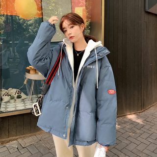 여성 오버핏 숏 패딩 점퍼 후드 집업 겨울 두꺼운 데일리 아우터