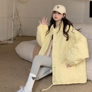 여성 퀼팅 양털 안감 카라 패딩 점퍼 겨울 루즈핏 보온 캐주얼 자켓