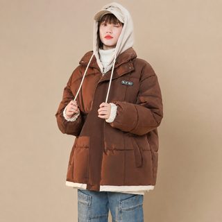 2023冬季学生羽绒棉服女情侣外套宽松百搭加厚假两件棉衣小众棉袄