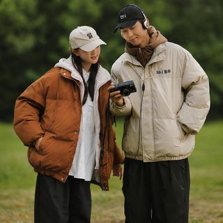 겨울 후드 지퍼 솜패딩 점퍼 커플 루즈핏 보온 외투