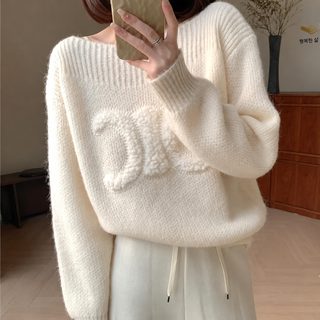 개선문 항도 일몰 디자인감 스웨터 중공업 입체 갈고리 꽃 라운드 넥 커버