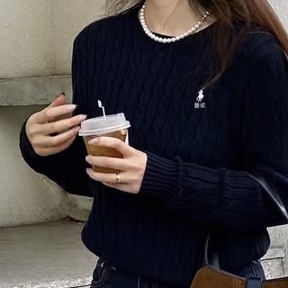 여성 라운드넥 꽈배기 니트 스웨터 가을 겨울 루즈핏 긴팔 풀오버 데일리