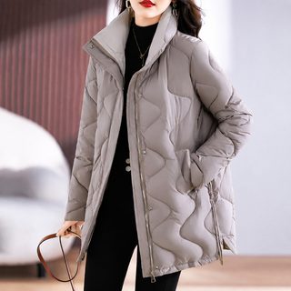 冬季新款羽绒棉服女中长款反季大码宽松立领加厚保暖棉衣棉袄外套