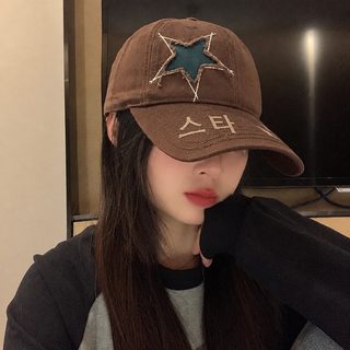 빈티지 야구모자 여자 별 낡은 트렌드 백합 구미 힙합 커플 깊은 얼굴 오리