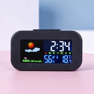 다기능 컬러 LCD 디지털 기상 알람시계 학생 기숙사 탁상용 백라이트 전자시