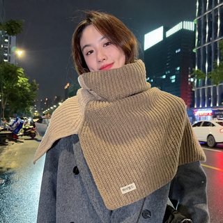 여성 하이넥 니트 케이프 숄 풀오버 보온 트임 넥워머 동대문 한국 스타일