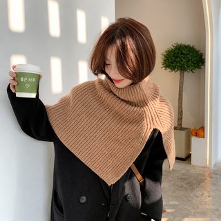 여성 하이넥 니트 숄 머플러 솔리드 컬러 슬릿 판초 레이어드 봄가을 겨울
