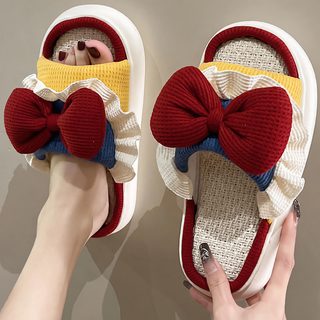 여성 린넨 사계절 슬리퍼 무음 미끄럼 방지 기숙사 실내화 도망가는 공주