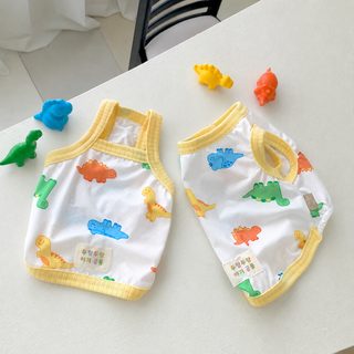 공룡 도안 강아지 옷 봄 여름 얇은 탱크톱 조끼 애완동물 고양이 한국판 봄
