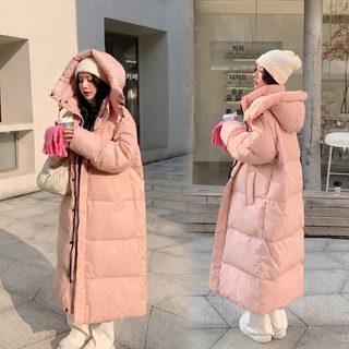 여성 겨울 롱 패딩 점퍼 무릎 기장 두꺼운 후드 루즈핏 솜 패딩 코트