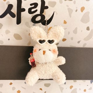 왕홍 대박 옷차림 착지토끼 열쇠고리 귀여운 만화 털털 걸이 선물 여학생 피규어 가방 걸이