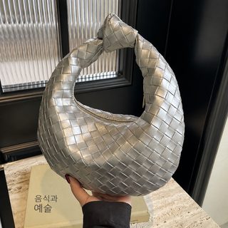 여성 프렌치 빈티지 PU 위빙 숄더백 미니 겨드랑이백 데일리 출근 핸드백