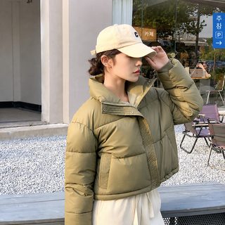 여성 PU 레더 숏패딩 겨울 오버핏 하이넥 다운코튼 두꺼운 빵빵이 켄달 스타