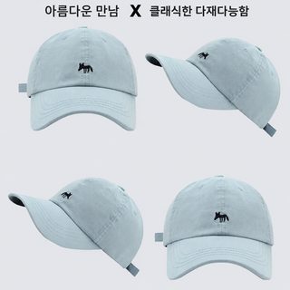 진람 같은 2024 신형 한국판 자수 작은 여우 야구 모자 남녀 넓은 처마 얼굴