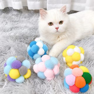 고양이 장난감 무소음 컬러 털실공 6cm 랜덤 발송 새끼 고양이 혼자 노는 공