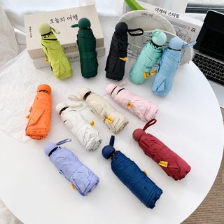 오접우산 팔골 초경량 자외선 차단 파라솔 추가 인쇄 로고 미니 포켓우산 블랙 접이식 맑은 우산