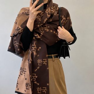 2024 구미 가을과 겨울 신상 모조 캐시미어 목도리녀 큰 숄 고가백합 두꺼운