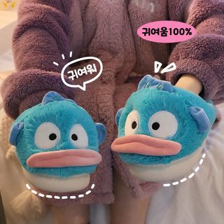 광대 생선 면 슬리퍼 여자 겨울 면 끌이 커플 겨울 털 슬리퍼 남자 가정 실