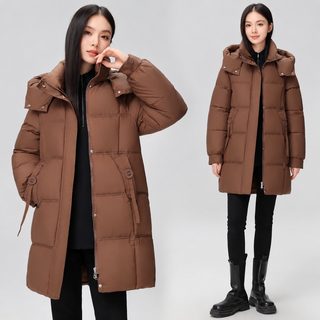 여성 학생용 겨울 후드 패딩 코트 중장기장 루즈핏 캐주얼 솜점퍼