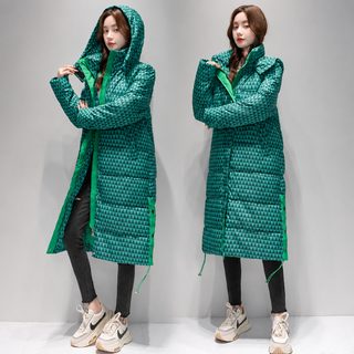 여성 하운드투스 롱패딩 코트 겨울 오버핏 후드 퀼팅 누빔 점퍼 무릎 아래