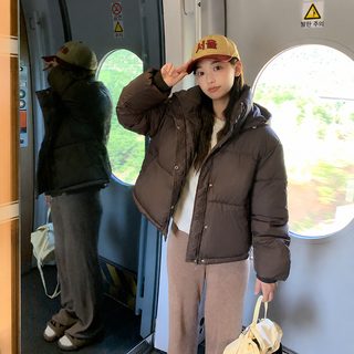 여성 후드 숏패딩 겨울 솜점퍼 루즈핏 캐주얼 보온 외투