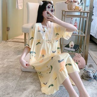 일본계 귀여운 공주풍 잠치마 여자 여름 긴 무릎 학생 달콤하고 헐렁헐렁한 반팔 원피스 가정복