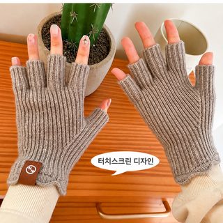 가을과 겨울 보온 장갑 양모 니트 여성 노지 터치스크린 레이스 여성 방풍