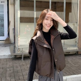 短款棉衣马甲女高级感冬季学院风2024新款短款炸街立领坎肩厚外套