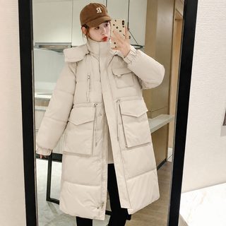 여성 겨울 후드 패딩 무릎길이 중장기장 두꺼운 루즈핏 캐주얼 외투
