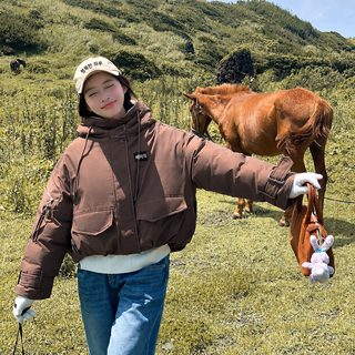 여성 겨울 후드 솜패딩 루즈핏 숏패딩 빈티지 작업복 아우터