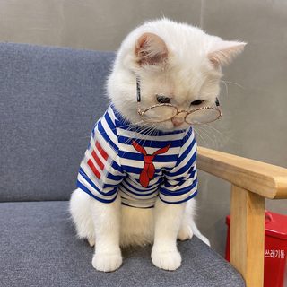 여름용 고양이 강아지 옷 얇은 스트라이프 반려동물 티셔츠 소형견 고양이