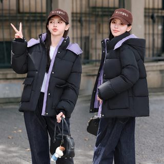 숏 키 작은 후드 면옷 여자 가을 겨울 신상 한국판 헐렁헐렁 백합 보온 면복