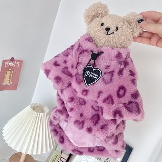 핑크 호피 무늬 강아지 옷 소형견 비곰 테디보미 애완동물 기모 강화 보온