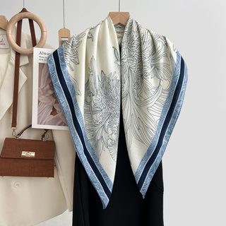 플라워 프린트 사각 스카프 90x90cm 가을 겨울 보온 패션 숄