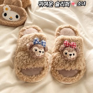만화 장미 장미 털 슬리퍼 여자 가을 겨울 겉옷 패션 백합 집 소프트 베이스