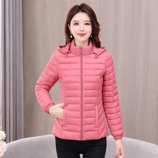 신형 솜옷 여자 슬림핏 짧은 탈부착 모자 작은 솜옷 가을겨울 얇고 가벼운