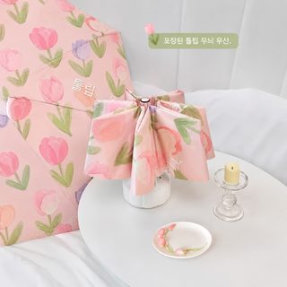 튤립 우산 전자동 파라솔 맑은 비 겸용 파라솔 자외선 차단 여자 용모치 높