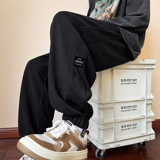 봄 가을 코듀로이 남성 바지 트레이닝 바지 남성 위생 바지 와이드 백합 접