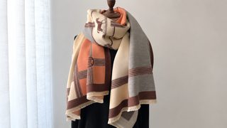 여성 모조 캐시미어 숄 머플러 185×65cm 사계절 에어컨실 보온 체크 롱 스카